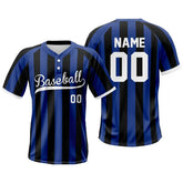Custom Blue-Black Stripe Two-Button Baseball Jersey